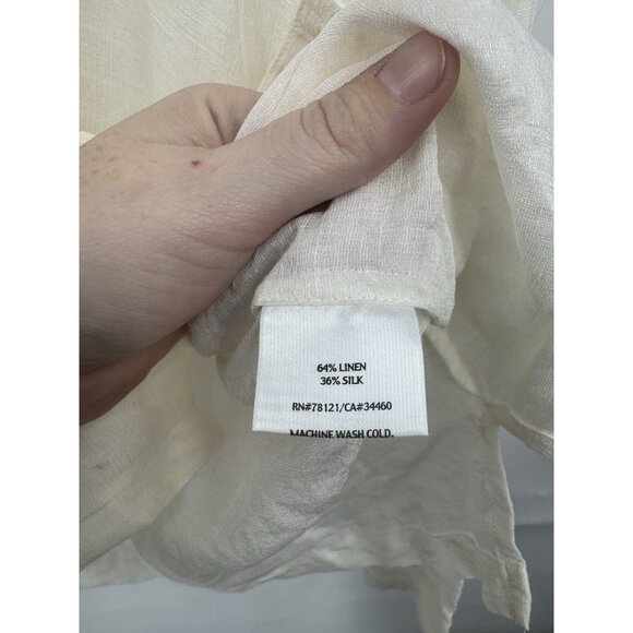Eileen Fisher Silk Linen Top Women Plus Size 2X Ivory Minimalist Lagenlook - Picture 4 of 9